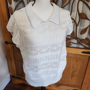 Women's size L, Lauren Conrad Pointelle Flutter Sleeve Sweater